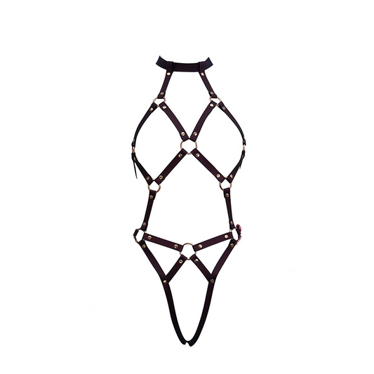 Temperature-Sensitive Color Change BDSM Leather Bondage Suit With Handcuffs
