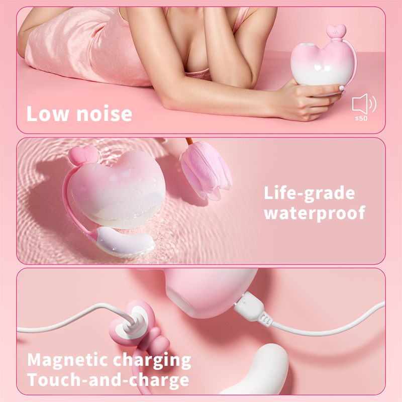 Peach Split Clitoral Sucker & G Spot Vibrating Egg