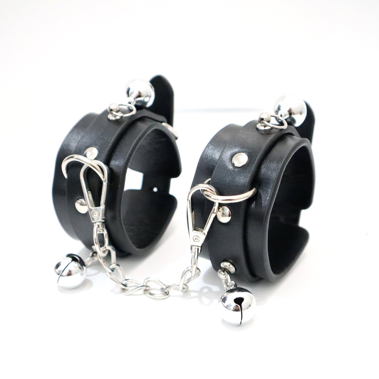 BDSM PU Leather Bondage SM Handcuffs with Bells