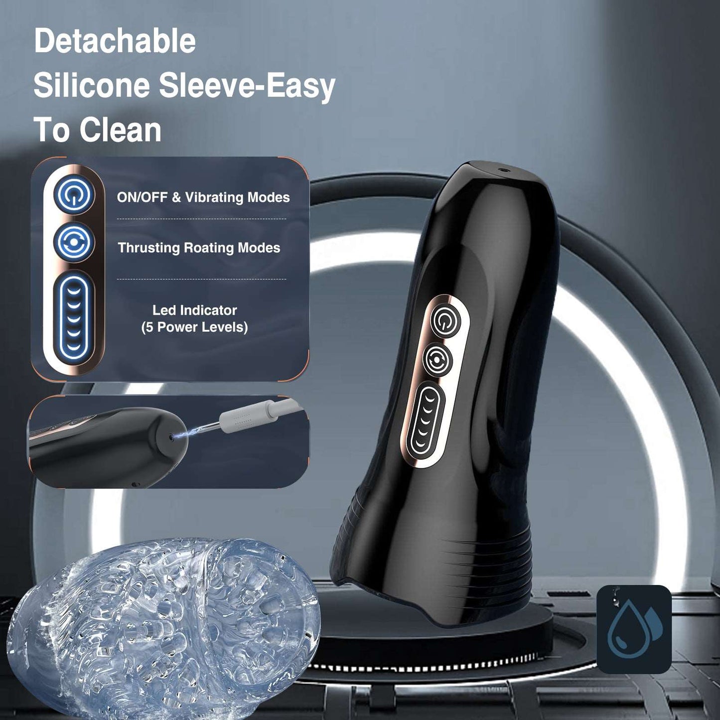 3.0バージョン 男性向けローズ型突き出し回転振動オーラルセックス自慰カップ