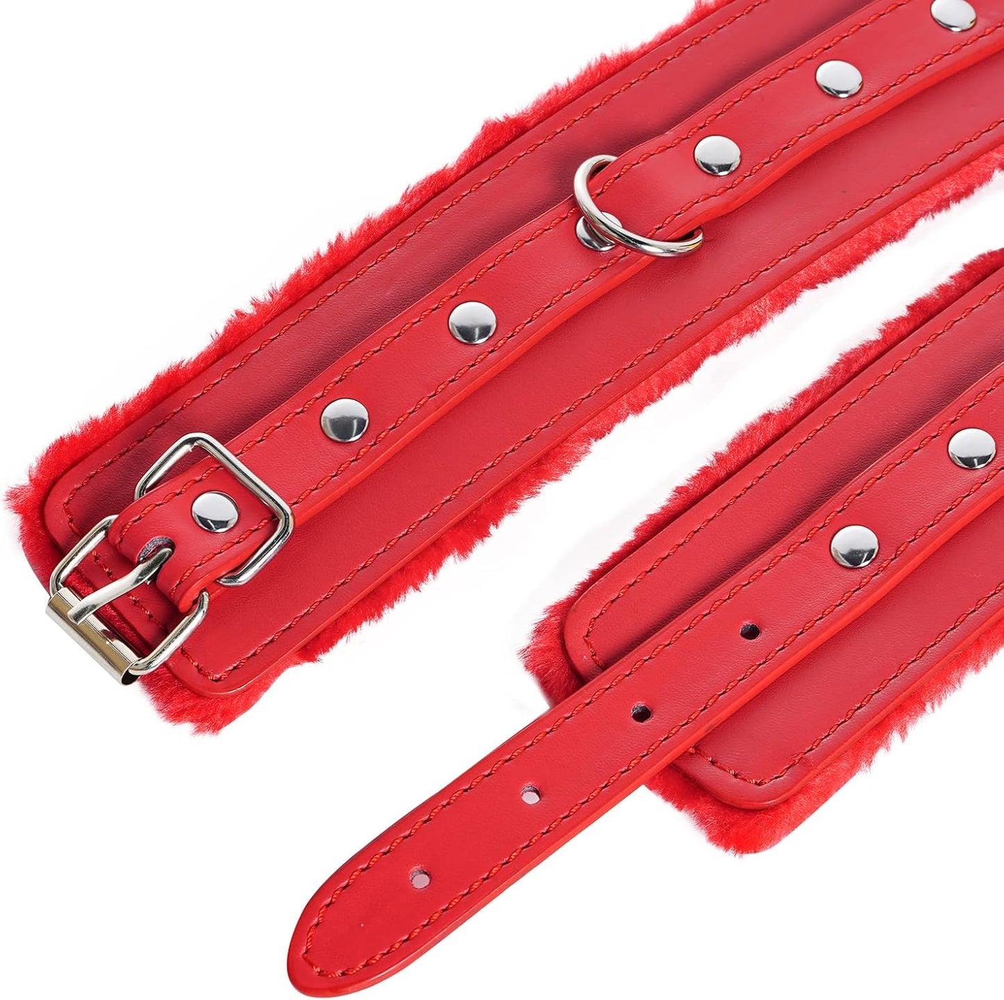 【Free Gift】BDSM Adjustable Plush Handcuffs Ankle Bracelets Restraint Set Sex Toy